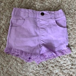 Toddler girl purple lace shorts